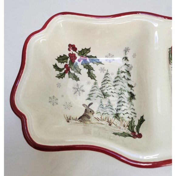 Better Homes and Gardens Heritage Winter Forest Ceramic 3 Section Serving Dish - Picture 2 of 11